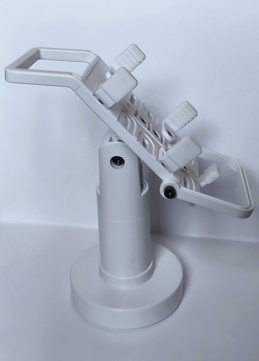 Swivel Mobile POS Terminal Stand – Adjustable Credit Card Machine Holder, 360° Rotating POS Mount, Anti-Slip Base, Universal Fit for Payment Terminals (Verifone, Ingenico, Square) (White)