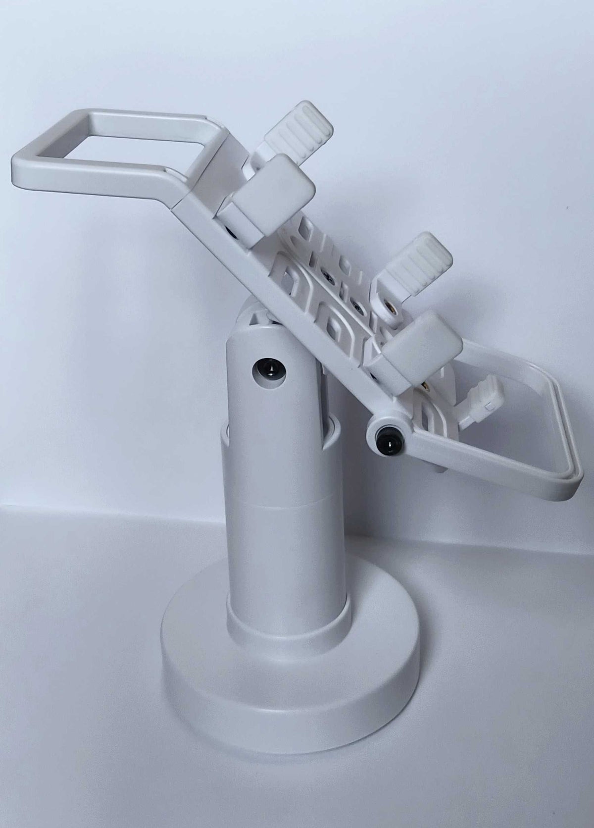 Swivel Mobile POS Terminal Stand – Adjustable Credit Card Machine Holder, 360° Rotating POS Mount, Anti-Slip Base, Universal Fit for Payment Terminals (Verifone, Ingenico, Square) (White)